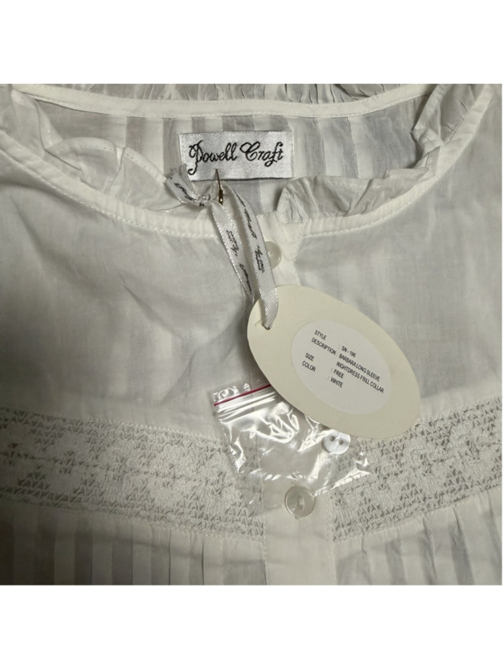 Powell Craft NWT O/S White Barbara Long Sleeve Eyelet Nightdress Frill Collar - Picture 8 of 11